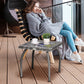 18" Rattan Coffee Table Outdoor Side Table Patio Wicker Furniture, Small Square with All-Weather PE for Garden, Balcony, Backyard, Poolside, Grey