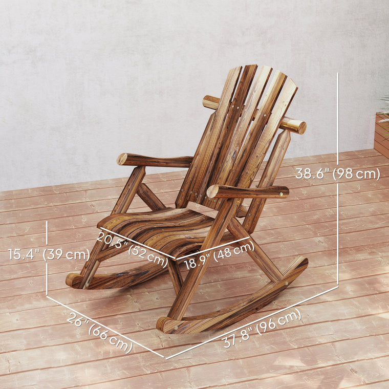 Carbonized Wood Adirondack Rocker with Slatted Seat
