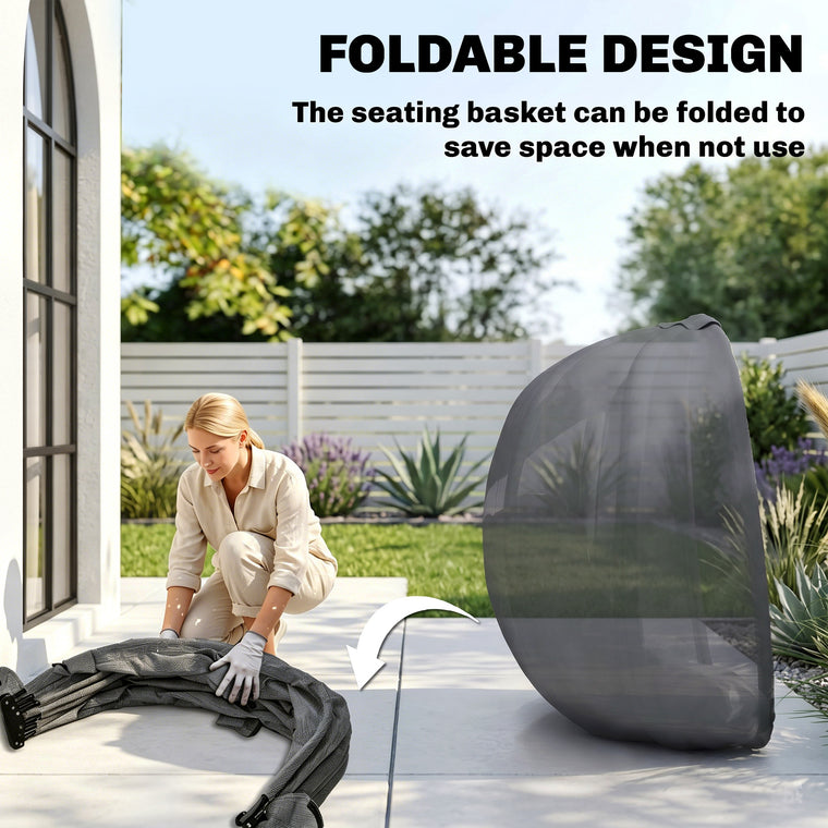 Hanging Egg Chair with Stand and Thickened Cushion