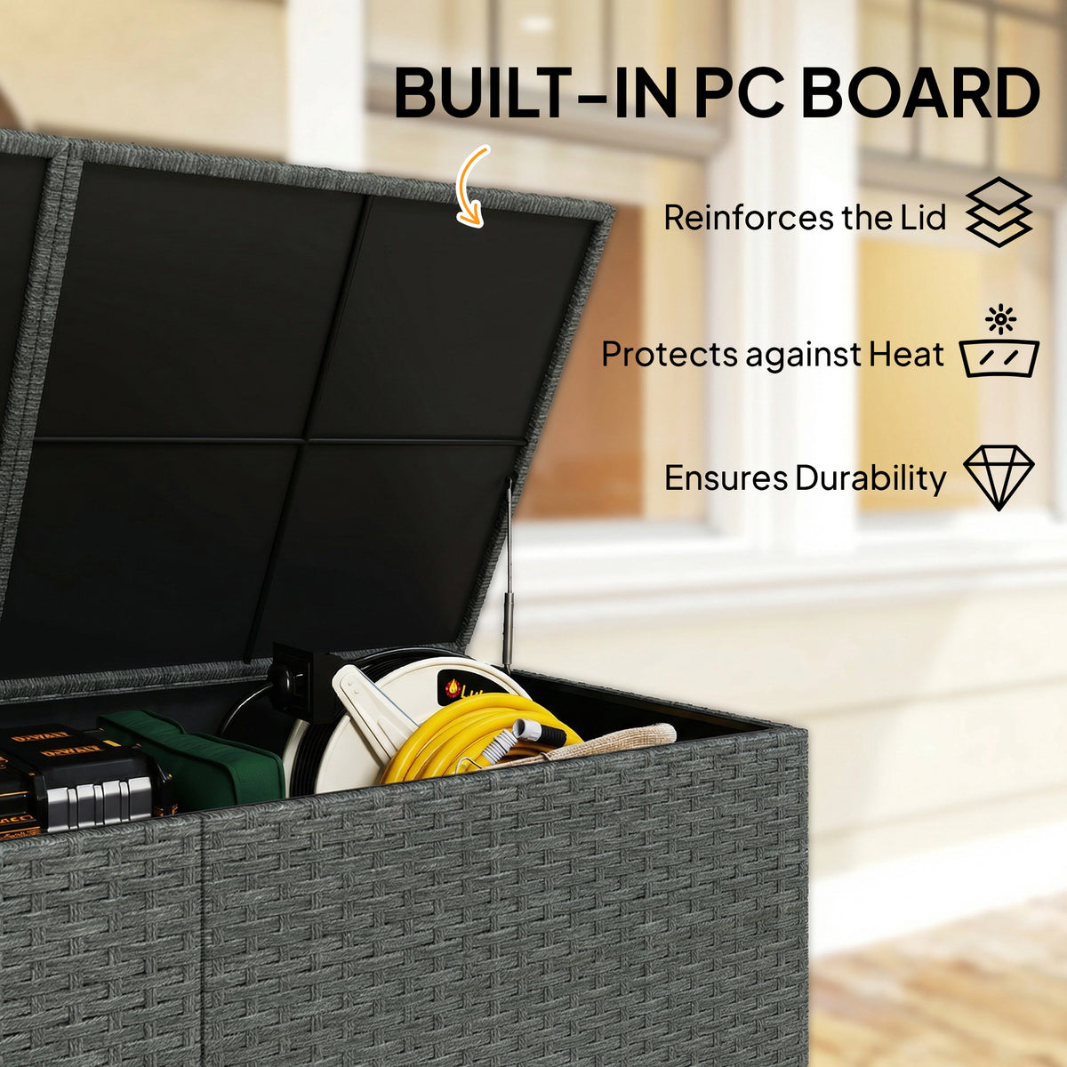 162-Gallon Rattan Deck Box with Wheels