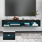 Modern Wall Mounted TV Stand with Storage and LED Lights for TVs up to 75", Floating TV Shelf for Living Room, Black