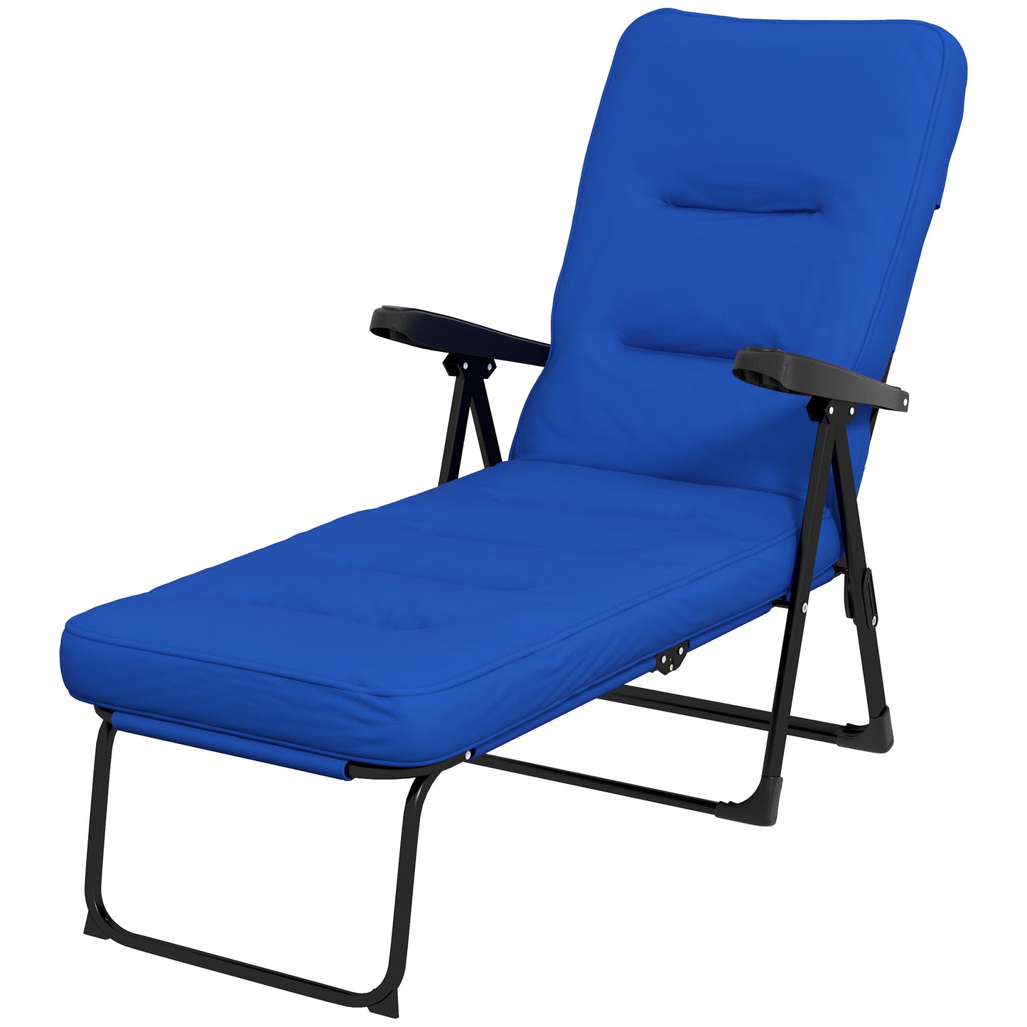 Folding Outdoor Lounge Chair with Cushion, Adjustable Backrest, Reclining Patio Garden Chair with Footrest, Wine Red
