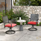 Patio Swivel Chairs with Cushion, Outdoor Swivel Rocker with Curved Armrests, Red