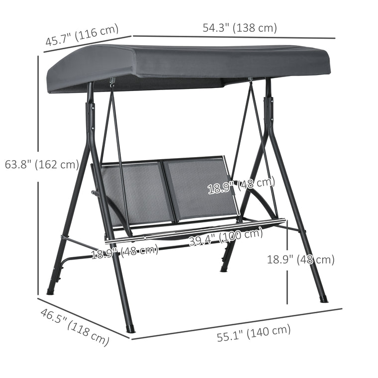 2-Seat Porch Swing Glider with Tilting Canopy