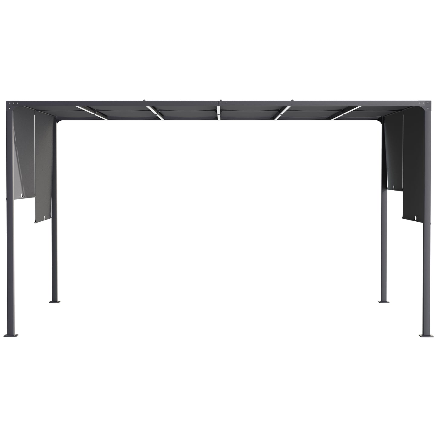 10' x 13' Outdoor Patio Pergola with Sliding Roof, LED Lights, Solar Powered for Garden, Lawn, Backyard, Dark Grey