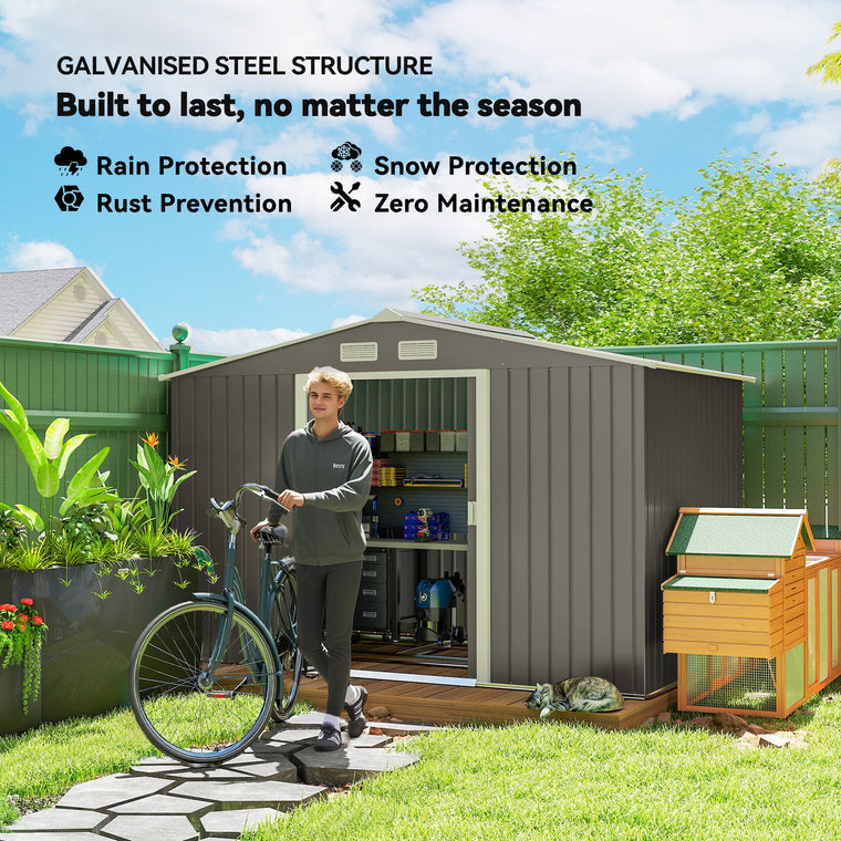 9' x 6' Garden Shed with Double Doors and Foundation Kit
