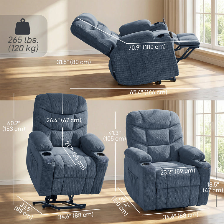 Power Lift Recliner with Massage and Cup Holders