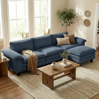L-Shaped Sectional with Deep Seat & Movable Ottoman