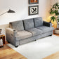3 Seater Sofa with USB Ports & Cup Holders, Chenille-Feel Upholstered Couch for Living Room, Grey