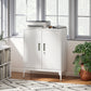 Office Storage Cabinet with Lock, Filing Cabinet with Adjustable Shelves and Doors for Home Office, Garage, White