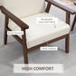Modern Accent Chairs with Cushioned Seat, Upholstered Linen-Feel Armchair for Bedroom, Living Room, Cream White