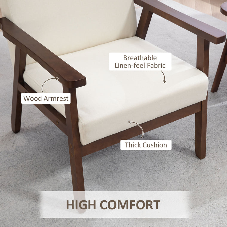 Linen-Feel Cushioned Accent Chair