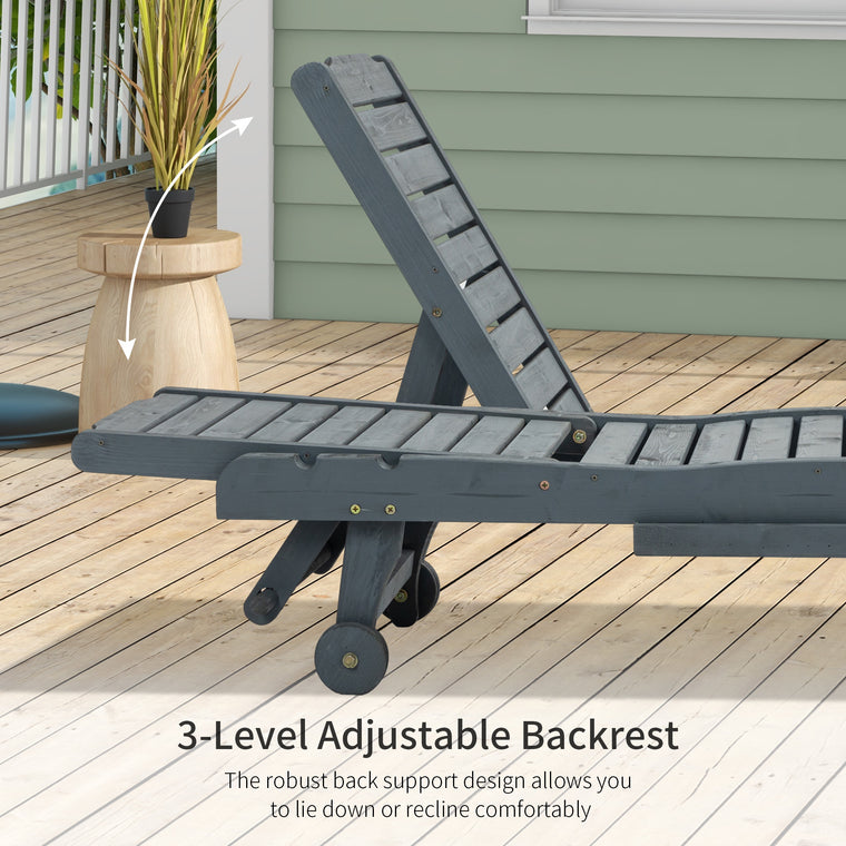 Adjustable Chaise Recliner with Pull-Out Tray and Wheels