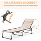 Folding Chaise Lounge Chair, Outdoor Padded Reclining Chair with 5-position Adjustable Backrest, Pillow and Pocket for Patio, Deck, Beach, Lawn and Sunbathing, Black