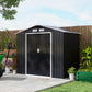7' x 4' x 6' Garden Storage Shed Outdoor Patio Metal Tool Storage House w/ Foundation Kit and Double Doors Dark Grey