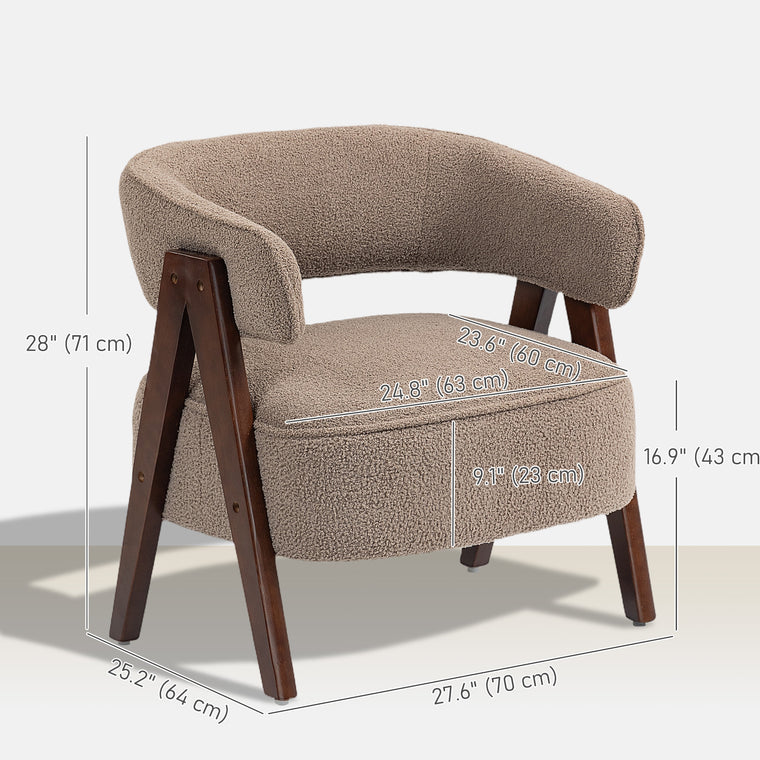 Sherpa Fleece Accent Chair with Wood Legs - Light Brown