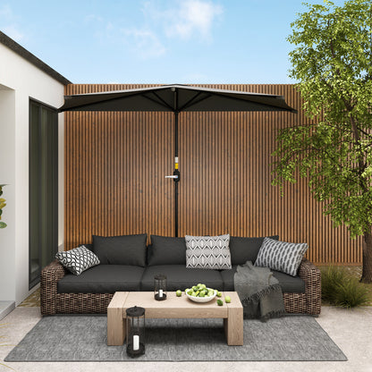 9.8ft Dark Grey Semi Round Half Umbrella with Top Vent