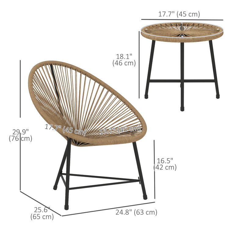 3-Piece Wicker Bistro Set with Acapulco Chairs