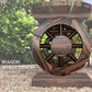 2-Person Outdoor Bench, Wood Garden Bench with Wagon Wheel Legs, Slatted Seat for Patio, Park, Backyard, Natural Wood
