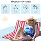 Set of 2 Beach Lounge Chair Sun Lounger, Folding Ground Beach Mat w/ Adjustable Back, Steel Frame, Head Pillow and Carry Bag for Backyard Lakeside, Red and White