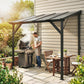 Hardtop Grill Gazebo, Lean-to BBQ Shelter with Polycarbonate Roof for Outdoor, Patio, Lawn