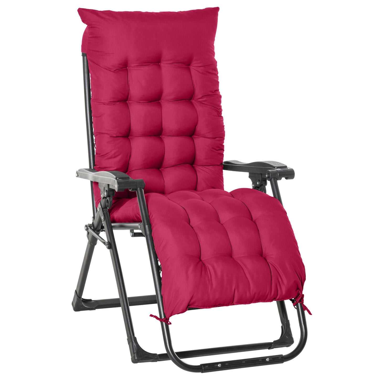 Reclining Zero Gravity Chair with Adjustable Backrest, Folding Garden Sun Lounger, Outdoor Recliner with Removable Cushion and Headrest, Dark Grey