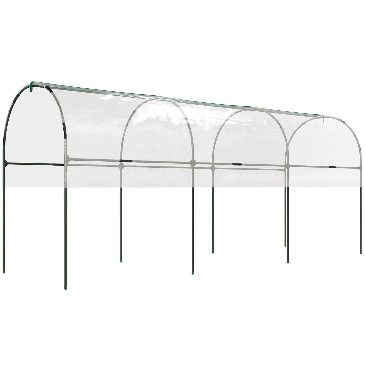 Tunnel Tomato Greenhouse with 4 Hoops and Top Tap, Pointed Bottom and Guy Ropes, 157.5" x 47.2" x 66.9", Clear