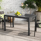 Extendable Patio Dining Table, 33.5"-49.2" Adjustable Outdoor Dining Table for 4-6 Person, with Tempered Glass Top, Metal Frame, for Lawn, Garden, Dark Grey