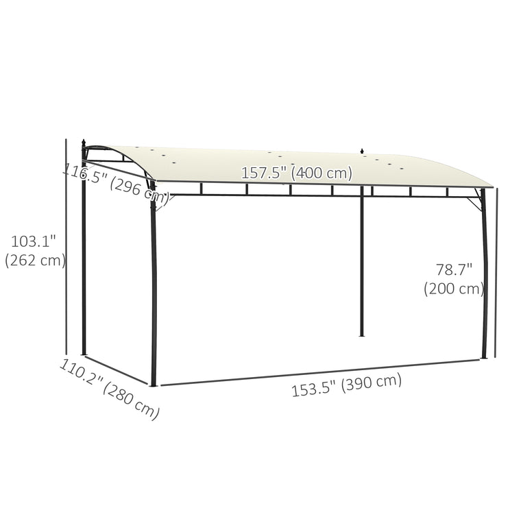 10' x 13' Cream White Steel Pergola with UV30+ Canopy