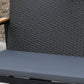 4 Pieces Wicker Patio Furniture Set with Cushions, Outdoor Rattan PE Rattan Conversation Set, Chairs and Loveseat with PS Board Armrests Decoration, Glass Top Table, Black