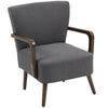Linen Accent Chair with Wood Legs - Dark Grey