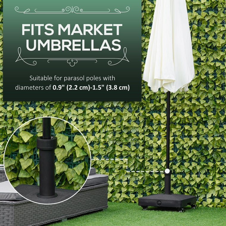 Black HDPE Square Parasol Base with Wheels