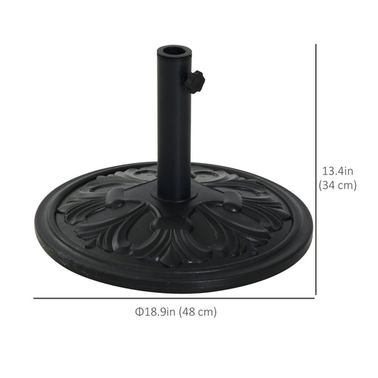 29lbs Cement Round Umbrella Base Heavy Duty 19" HDPE Parasol Stand, Black