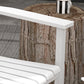 3 Pieces Outdoor Rocking Chair Set, Wooden Patio Rocking Chair Set with Folding Table, High Back and Armrests, White