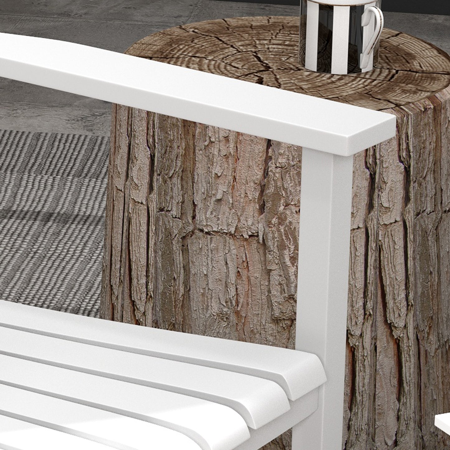3 Pieces Outdoor Rocking Chair Set, Wooden Patio Rocking Chair Set with Folding Table, High Back and Armrests, White