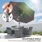 10' x 8' Round Market Umbrella, Patio Umbrella with Crank Handle and Tilt, Outdoor Parasol for Garden, Bench, Lawn, Grey