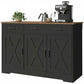 Sideboard Buffet Cabinet, 43" Farmhouse Kitchen Cabinet with 3 Barn Doors, 2 Drawers, 2 Adjustable Shelves, Black