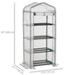 Portable Greenhouse Outdoor Hot House with 4 Tier Shelves, Steel Frame, PE Cover, 28" x 20" x 63" , White