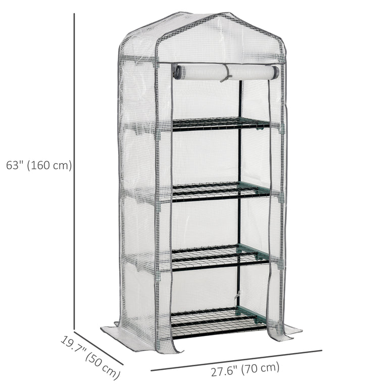 28" x 20" x 63" Greenhouse with Tiered Shelves and PE Cover