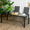 Rectangular Outdoor Dining Table for 8 People with Tempered Glass Top and Aluminum Frame, Black 70.9