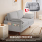 3 Seater Sofa, Velvet Upholstered Couch with Spring Cushions, Rubber Wood Legs and 2 Pillows, Grey