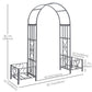 7FT Metal Garden Arch with 2 Planter Boxes, Decorative Outdoor Walkway Arbor for Climbing Vine Plants for Patio Backyard Lawn Party Ceremony, Dark Grey