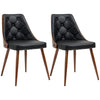 Tufted Dining Chairs Set of 2, Faux Leather - Black
