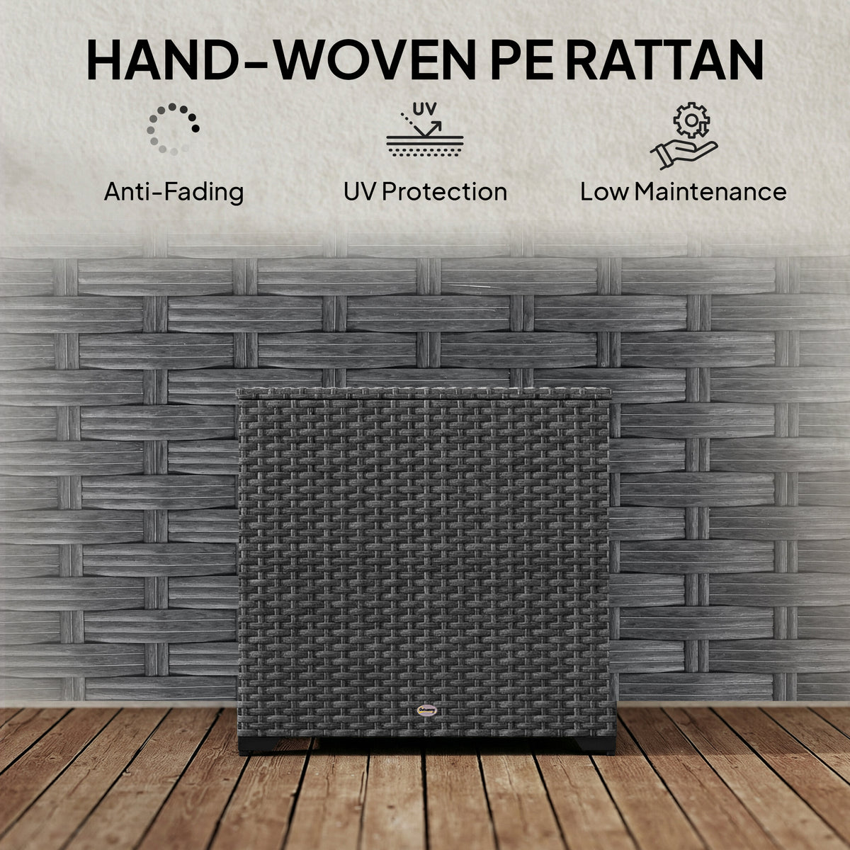 67-Gallon Rattan Deck Box with Waterproof Liner