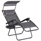 Outdoor Zero Gravity Reclining Lounger Chair with Canopy Shade, Side Tray, Cupholder, Beige