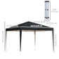 10 x 10ft Folding Pop Up Tent Outdoor Gazebo Canopy with Carrying Bag, Black