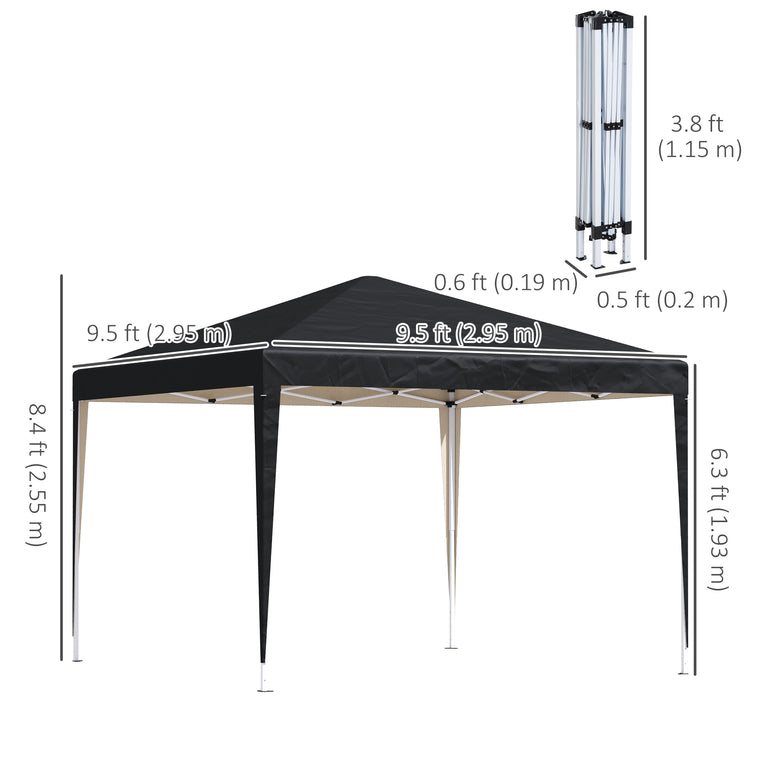 10' x 10' Black Folding Pop-Up Canopy Tent with Carrying Bag