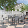 7 Piece Outdoor Dining Set with Rectangular Table and 6 Stackable Chairs, for Backyard, Lawn, Deck, Balcony, Pool Side