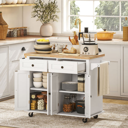 Rolling Kitchen Island Cart with Spice Rack - Grey