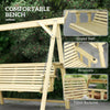 3-Seat Wooden Porch Swing with Stand and Side Tables